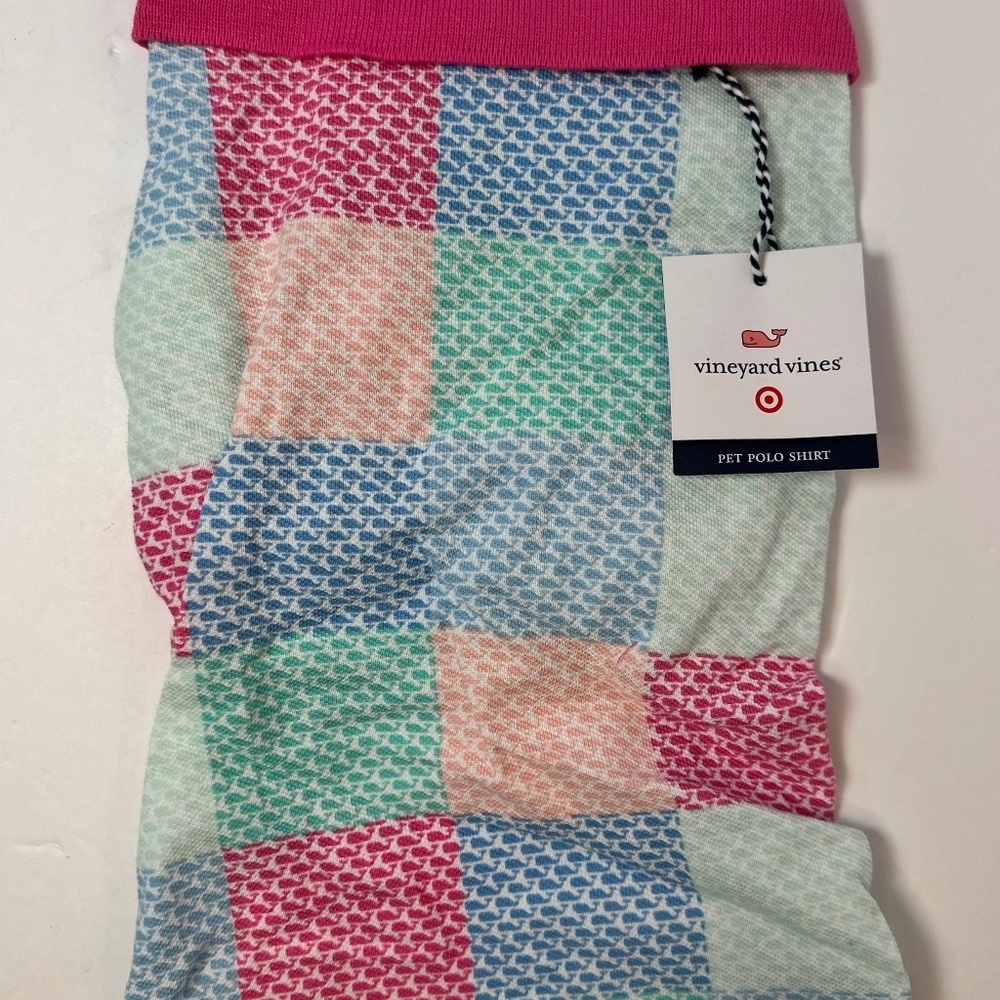 Vineyard VinesTarget Dog Polo Shirt Size S Pink Patchwork NWT